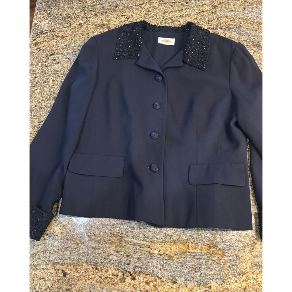 NWT Linda Allard for Ellen Tracy Crop Blazer/Jacket Lined Size 6 Navy Career